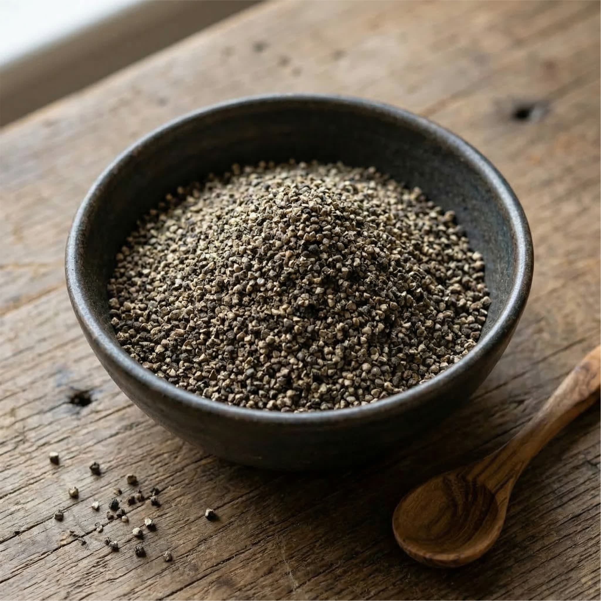 Pieprz czarny mielony w miseczce