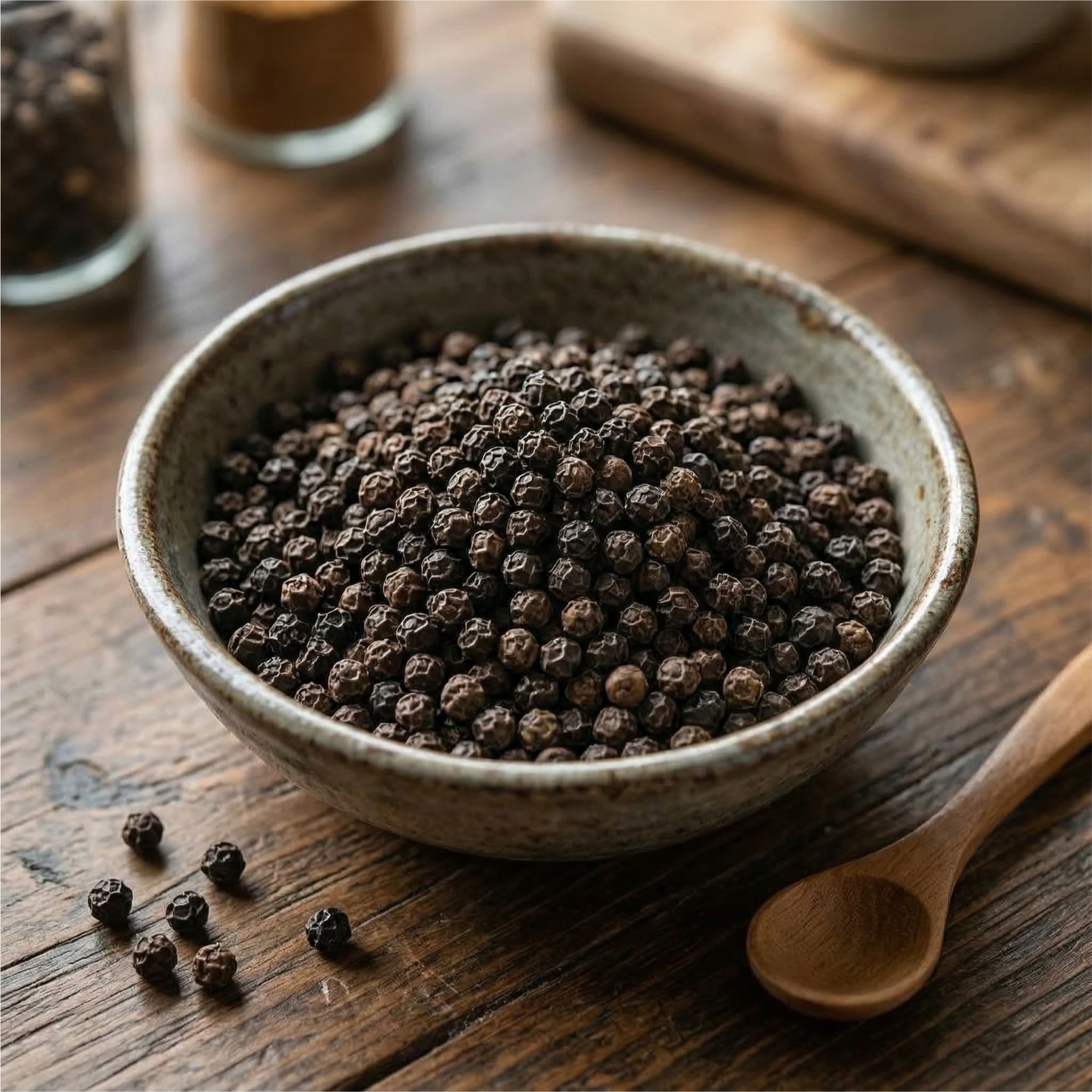 Pieprz czarny ziarno w miseczce